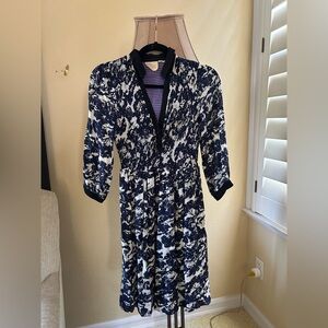 Edme and Esyllte Navy and White Print Women's Dress